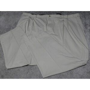 Roundtree and Yorke Dress Pants Men's 54X30 BeigeTwill Flat Front Classic Fit